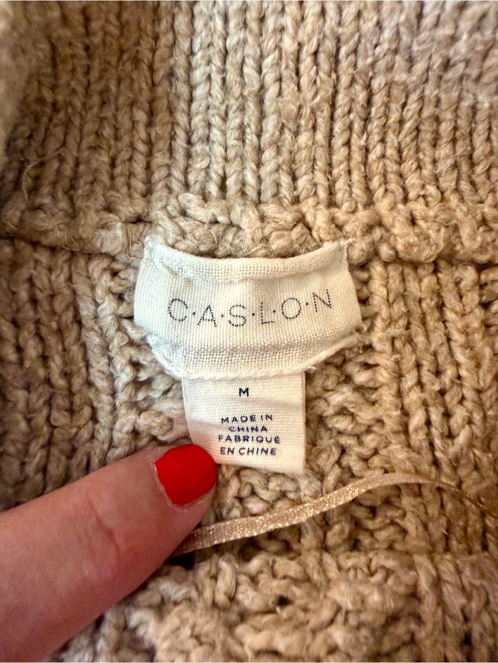 Caslon Nordstrom Rory Gilmore Cable Knit Mock Neck Sweater Taupe Oatmeal Cozy M - Picture 4 of 8